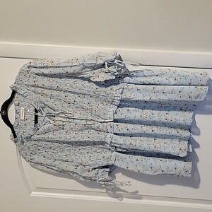 American Bling Blue Floral Lightweight Peplum Blouse 3X NWT